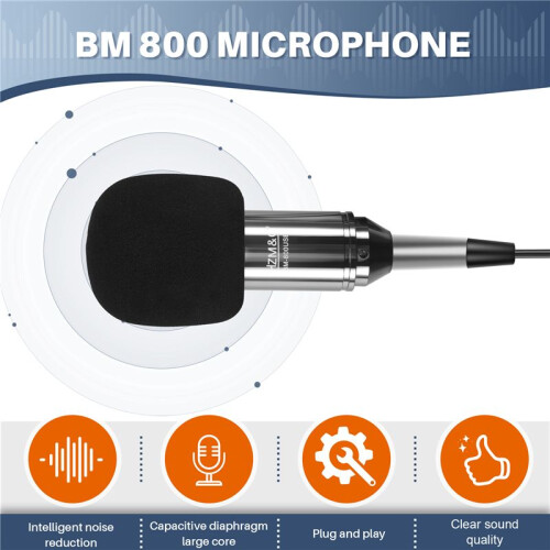 HZM&C Upgraded Bm 800 Usb Condenser Microphone Studio Mic For Computer Recording Karaoke Pc (Black) 1