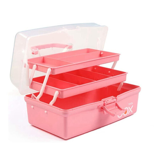 2pcs 12in Three-Layer Multipurpose Storage Box, Folding Tool Box/Art & Crafts Case/Sewing Supplies Organizer 1
