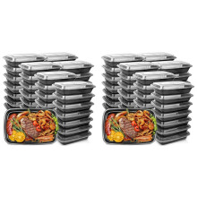 40X 1000ml Thick Disposable Takeaway Lunch Box Tableware Can Be Microwave Heated Rectangular Plastic Bowl Food Box