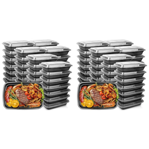 40X 1000ml Thick Disposable Takeaway Lunch Box Tableware Can Be Microwave Heated Rectangular Plastic Bowl Food Box