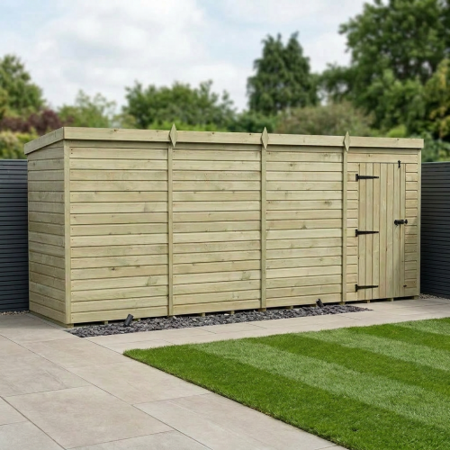 16 x 4 Pent Shed Tanalised (Single Door, No Windows)
