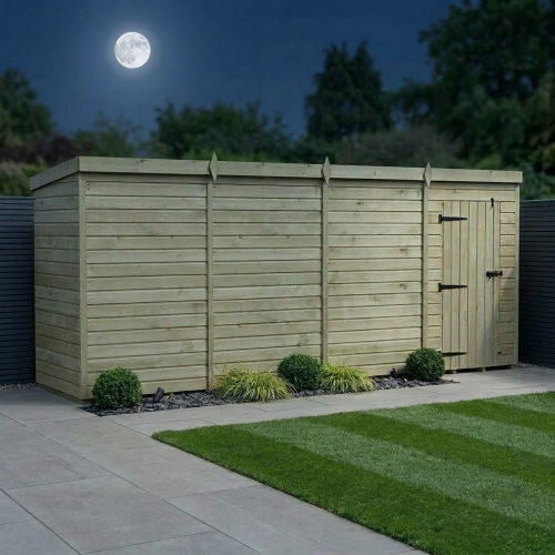 16 x 4 Pent Shed Tanalised (Single Door, No Windows) 2