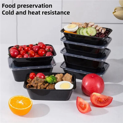 40X 1000ml Thick Disposable Takeaway Lunch Box Tableware Can Be Microwave Heated Rectangular Plastic Bowl Food Box 2