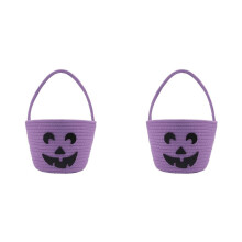 2X Halloween Basket for Kids, Trick or Treat Basket, Cute Pumpkin Candy Bucket, Bags for Girls/Boys Gift Baskets Empty