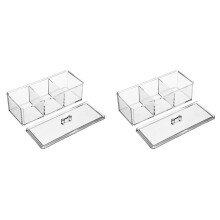 2X Acryl Theecontainer Opbergdoos Gebruikt in Keukenkastjes en Voorraadkast Houder voor Theezakjes, Pakjes