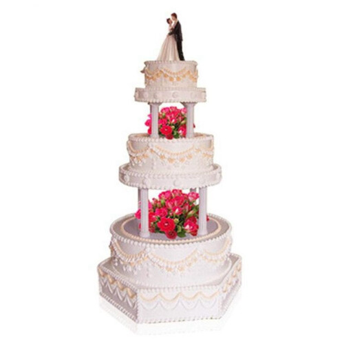 24Pcs White Small+Large Plastic Cake Pillars,Wedding Cake Pillars Stand,Fondant Cake Support Mold 2