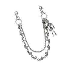 Chaîne en métal robuste sur le thème du crâne gothique-Argent
