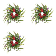 3X Spring Wreaths for Front Door 13.8in Outside Welcome Summer Flowers Greenery All Seasons Round Wreath