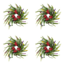 4X Lentekransen voor Voordeur 13,8 Inch Buiten Welkom Zomerbloemen Weerbestendig Groen Alle Seizoenen Ronde Krans
