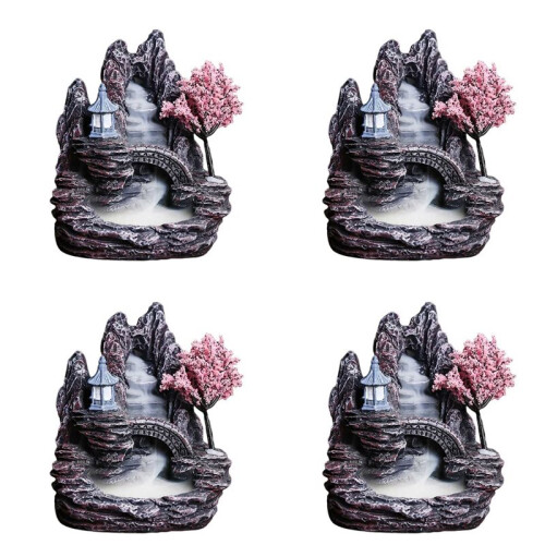 4X High Mountain Flowing Waterfall Backflow Incense Burner Home Fragrance Diffuser Incense Burner Decoration,E