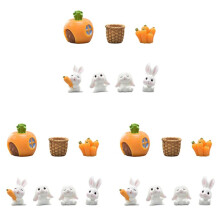 21X Resin Bunny Carrot Animal Figurine Easter Christmas Home Decor Miniature Garden Cake Decoration Doll House Decor