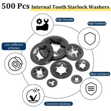 500PCS Internal Tooth Star Lock Washers, M2.5 M3 M4 M5 M6 M8 M10 M12 Push Nuts Assortment,Fasteners Assortment Kit