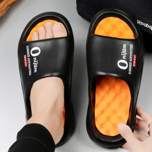 (Black Orange C Style) Men\'s Summer Slippers - Non-Slip Home Wear