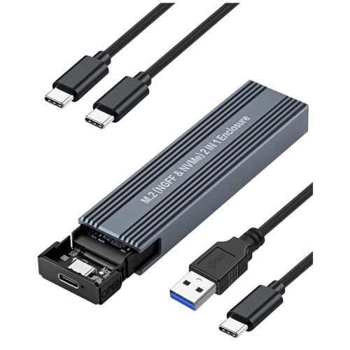M.2 NVME  SSD Enclosure Adapter,USB 3.2 10Gbps NVMe PCI-E Solid State Drive External Adapter for SSDs 2242 2260 2280