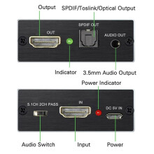 4K X 2K Ekstraktor Audio + Optyczny TOSLINK SPDIF + Konwerter Ekstraktora Audio 3.5mm Stereo, Splitter Audio Zgodny z