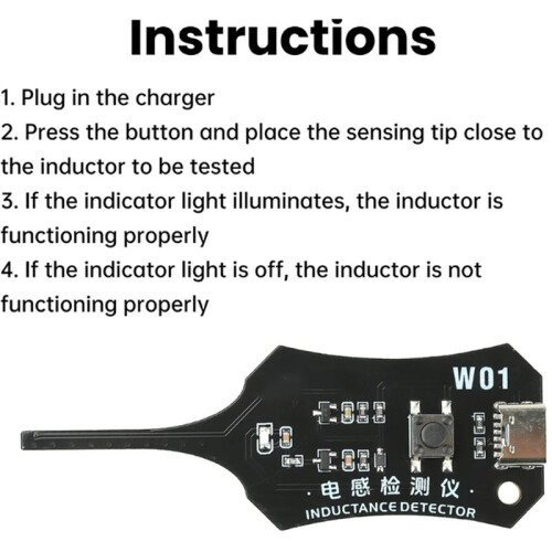 5Pcs W01 Type-C Inductance Tester Electromagnetic Induction Motherboard Coil Detector Tool for Rapid Troubleshooting 2