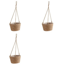 3X Garden Hanging Planter Macrame Plant Storage Basket Jute Rope Woven Indoor Outdoor Flower Pot Holder Primary Color M
