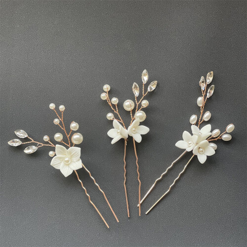 (Silver) Pearl U-Shaped Hairpin Wedding Tiara 1