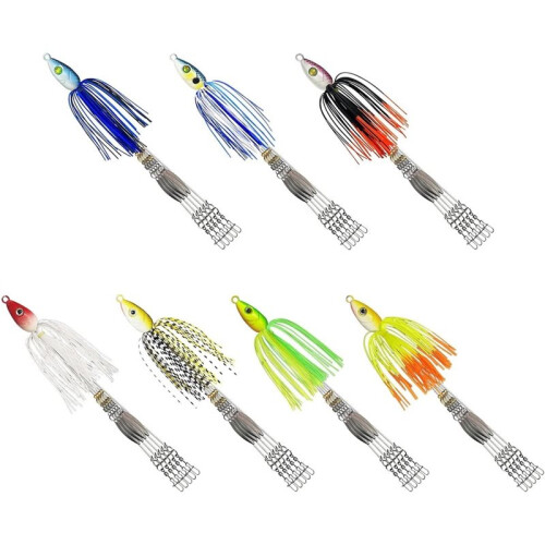 7 Stück Alabama Rig Angelköder Regenschirm-Angelrig-Kits Spinner Weichköder Barsch Hecht Köder 2