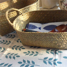 6X Handmade Woven Storage Basket Straw Food Container Makeup Organizer Rattan Breadfruit Case Holder(S,24X15X9cm)