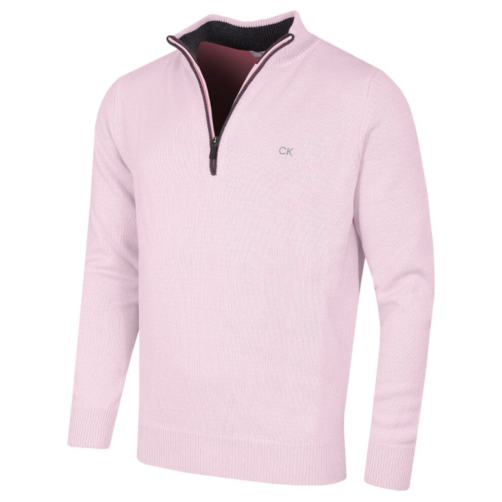 Calvin Klein (Xl, Pink) Mens 2026 Knit Cotton 1/2 Zip Golf Ck Top Sweater