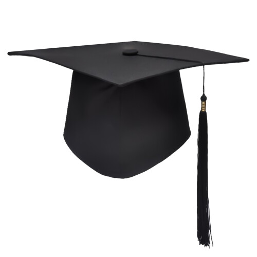 (Black) Adult Grad Cap - Adjustable Polyester for HS & Bachelor 1