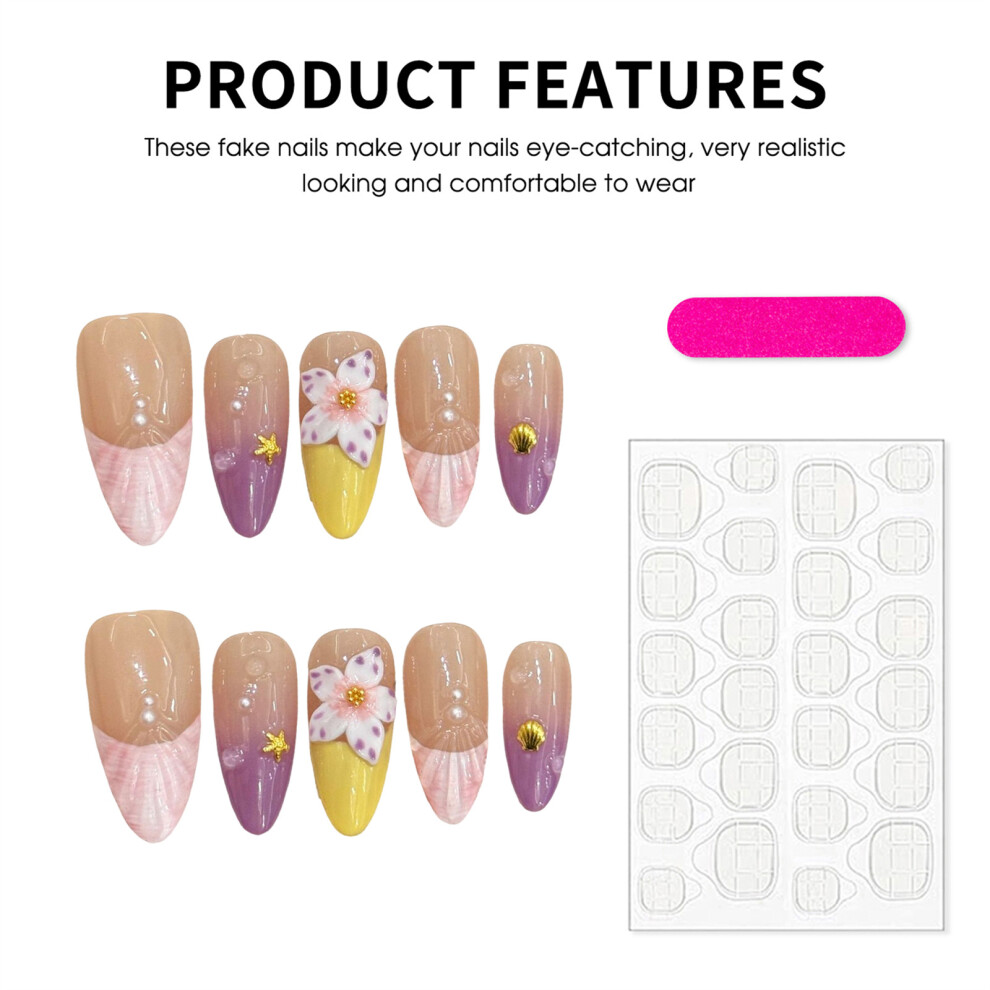 Roc-Electron (Xs) French Tip False Nails - 10Pcs Easy Apply