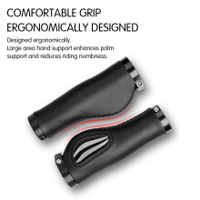 (Black) Premium PU Bike Grips for Comfort
