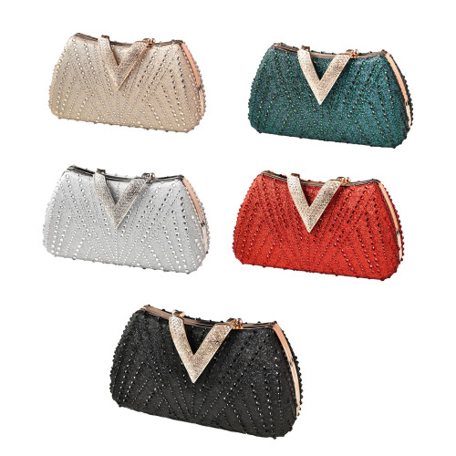 Luxurious Rhinestones Evening Bag Offering Structured-Gold 1