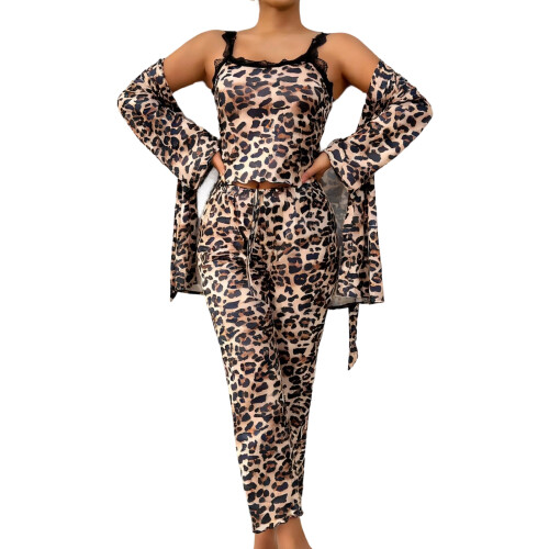 Leopard Patterned Loungewear 3 Piece Set For Women Cami-M 2