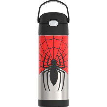 Thermos FUNTAINER 473ml Stainless Steel Vacuum Insulated Wide Spout Bottle, Spiderman