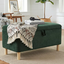 COLAMY Large Ottoman Storage Box for 80L,Wooden Ottoman Storage Bench with Anti-Slip Pads and Lift-Up Lid, Foot Stool for Living Room, Bedroom,