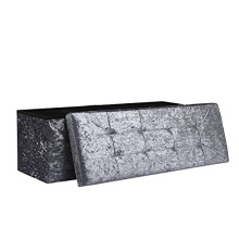 AKA Storage Ottoman, Padded Foldable Bench, Chest with Lid, Holds up to 300 kg, for Bedroom, Hallway, Living Room (Dark Grey Velvet, 110cm x 38 cm x