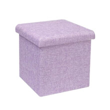 Bonlife Ottoman Storage Box - Foldable Square Footstool for Living Room, Kids Toy Chest with Lid, Multi-Use Seat & Storage.Light purple,30x30x30cm