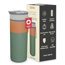 Asobu 20oz Ceramic Lined Insulated Water Bottle for Hot and Cold Drinks with 2-in-1 lid - Durable Travel Bottle with Leak-Proof Lid, Double-Wall