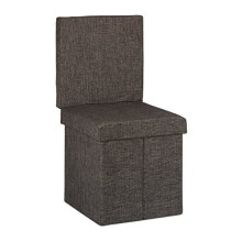 Relaxdays Folding Storage Ottoman w/Back, Size 73 x 38 x 38 cm Footstool Linen Bench with Removable Lid, Brown