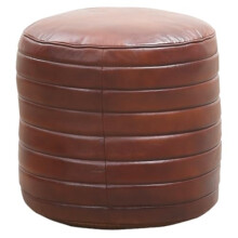 Janeiro Vintage Seat Pouf Modern Leather Seat Cushion in Brown 45 cm