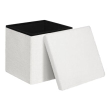 WOLTU Ottoman Storage Box, Foot Stool with Storage, Folding Cube Pouffe for Living Room Bedroom Hallway, Teddy Fabric Upholstery, MDF Frame, 38x38x37