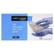 Chefs Larder 100 Disposable Blue Vinyl Gloves Small