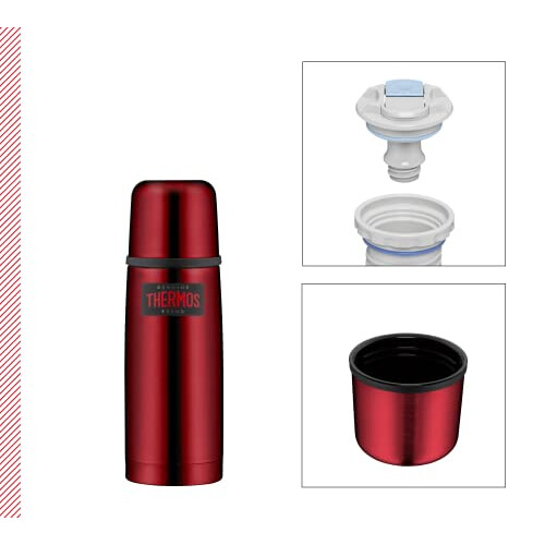 Thermos Thermos Light & Compact Stainless Steel Flask, Red, 0.35 Litre 1