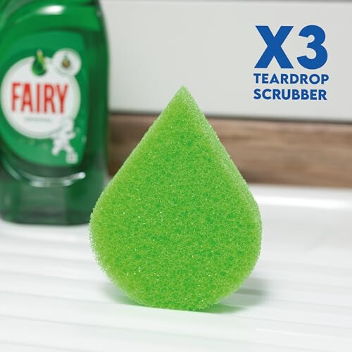 Addis Fairy TearDrop Scrubber Washing Up Non-Scratch Sponge, Green, Bulk 3 pack 2