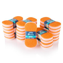 Minky Brites, 24 Pack, Non-Scratch, Anti-Bacterial and Anti-Grease Washing Up Sponge, Cleaning Products, Kitchen Sponge, Scourers, Orange