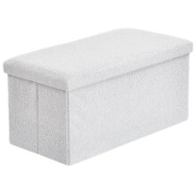 Artistic Fashionista Limited New Boucle Ottoman Storage Box Folding Footstool Seat Storage Stool Toys Chest Bench Blanket Linen Laundry Box (White,