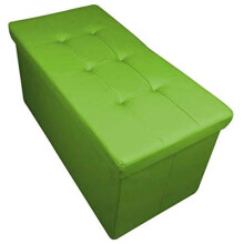 HomeHarmony Quilted Top Folding Storage Ottoman Seat, Stool, Toy Storage Box Faux Leather (Lime Green, Large)