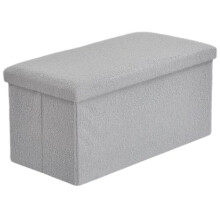 Large Ottoman Foldable Boucle Storage Box Bench, Furniture Footrest Stool Two Seater, Toy Chest & Blanket Box Organizer (Silver, 78 x 38 x 38 cm)
