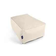 Littens Cream Rectangular Footstool Bean Bag, Soft Luxury Velvet, Ottoman Pouffe, Living Room Decorative Low Seat, Piped Detailing (65cm x 45cm x