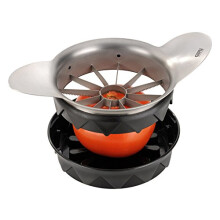 GEFU POMO Tomato and Apple Slicer – 12‑Wedge Cutter with Automatic Core Removal and Juice‑Catching Base