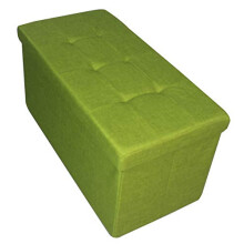 HomeHarmony Quilted Top Folding Storage Ottoman Seat, Stool, Toy Storage Box Linen Look (Sage Green, Large)