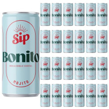 Sip Mojito Alcohol Free Cocktail Cans 24 Pack | Bar-Quality Mocktails Ready to Drink Made with Real Lime & Natural Botanicals | No Added Sugar &