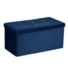 HOMSMYTH Premium Foldable Ottoman Storage Box with Padded Seat, Multipurpose Ottoman Storage Bench Velvet Footstool for Living Room, Bedroom or